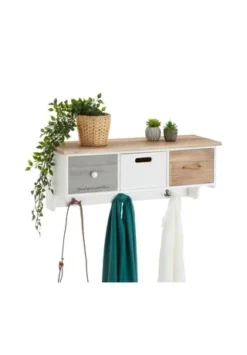 CARO-Möbel Wandgarderobe Mit 3 Schubkästen In Weiß SALVA