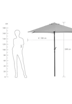 BUTLERS® SIESTA Sonnenschirm Mit Kurbel Ø180cm Hellgrau 13 BUTLERS® SIESTA Sonnenschirm Mit Kurbel Ø180cm Hellgrau -Wohn Esszimmer Geschaft unnamed file 1193