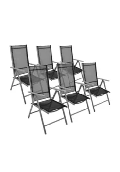 VCM. 6er Set Klappstuhl Schwarz Klappsessel Gartenstuhl Campingstuhl Liegestuhl Schwarz