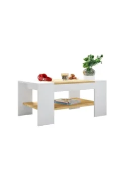 VCM. - My Home Holz Beistelltisch Couchtisch Sofatisch Wohnzimmertisch Bonza Weiß / Honig-Eiche