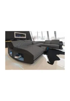 SOFA DREAMS Wohnlandschaft XXL Swing Grau-schwarz