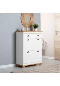 IDIMEX Schuhkipper In Weiß/braun, 2 Klappen COLMAR Weiß/ Braun -Wohn Esszimmer Geschaft unnamed file 937